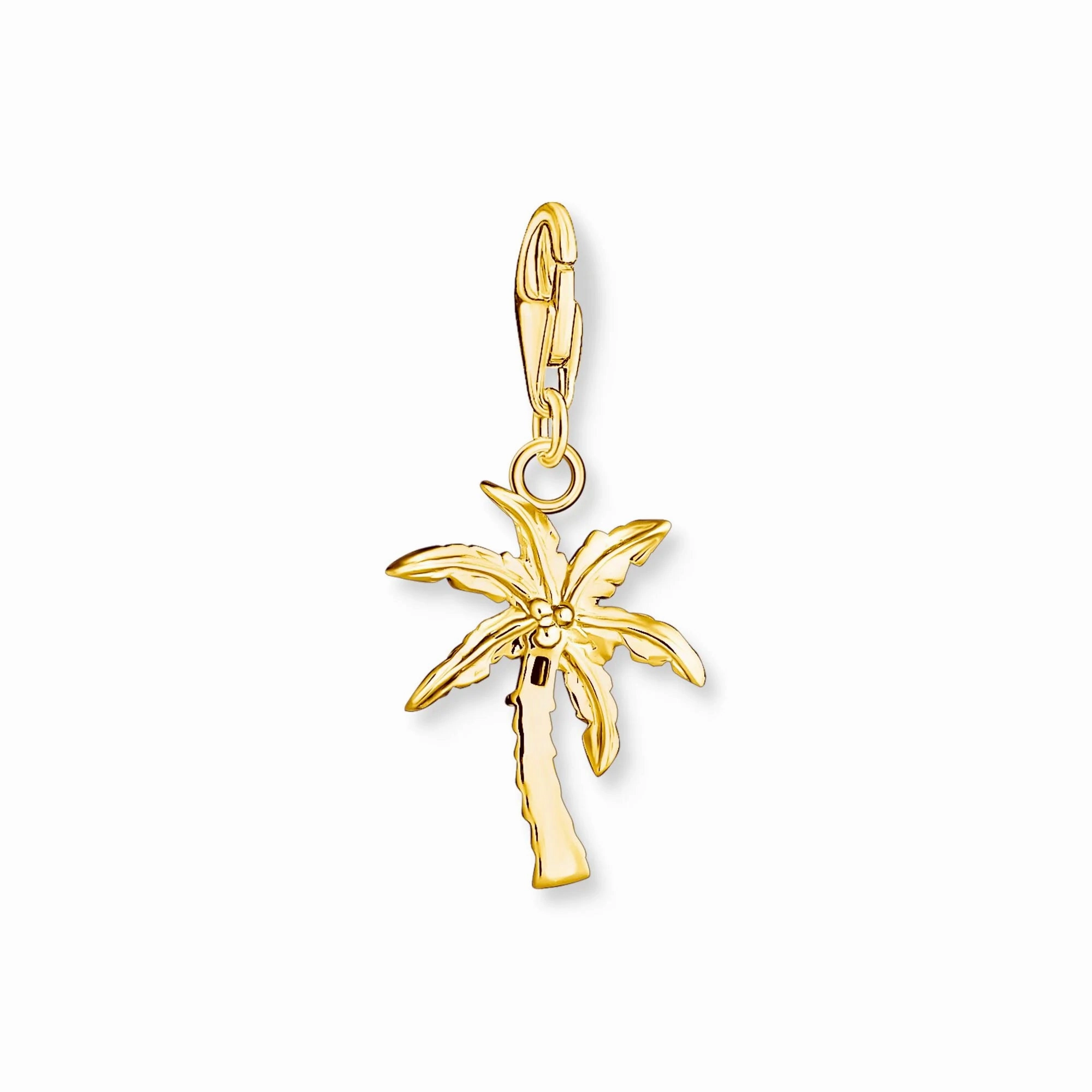 Charm Pendant Palm Tree Gold Multicoloured Stone