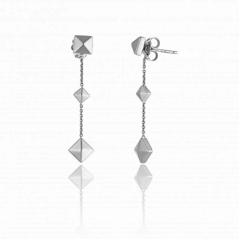 Chimento Armillas Pyramis 18ct White Gold Studs Drop Earrings