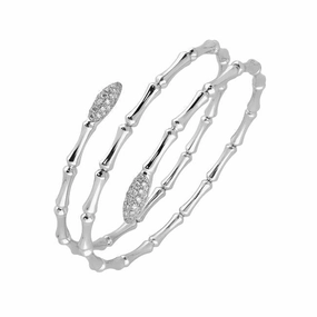 Chimento Bamboo Navette 18ct White Gold 0.83ct Diamond Spiral Bangle