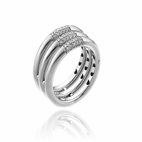 Chimento Bamboo Pure 18ct White Gold 0.24ct Diamond Triple Ring
