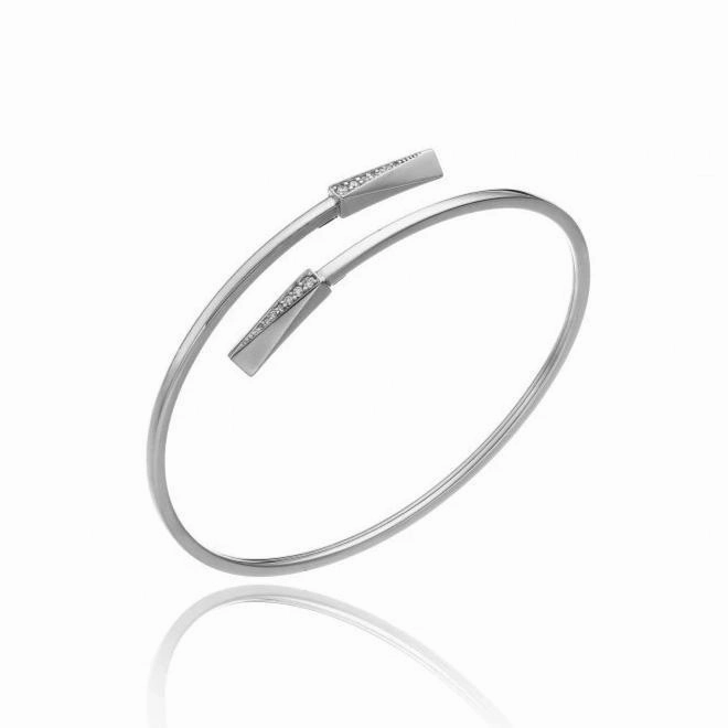 Chimento Bamboo Sipario 18ct White Gold 0.08ct Diamond Crossover Bangle