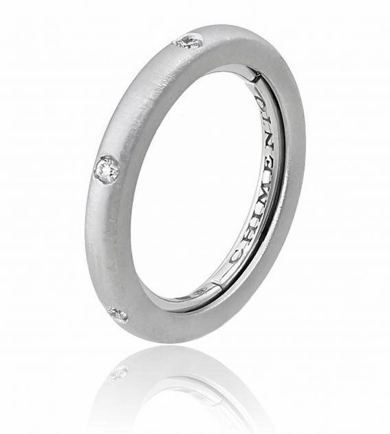 Chimento Forever Stack Me Matte 18ct White Gold Diamond Adjustable Size-Fit Ring