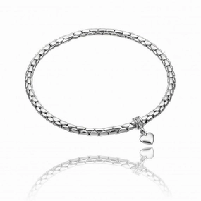 Chimento Stretch Charm 18ct White Gold Diamond Heart Charm Bracelet