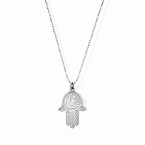 ChloBo Diamond Cut Chain With Moon & Star Hamsa Hand Pendant SCDC1655