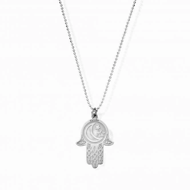 ChloBo Diamond Cut Chain With Moon & Star Hamsa Hand Pendant SCDC1655