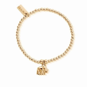 ChloBo Elephant Charm Bracelet with Gold Plated 925 Silver Beads