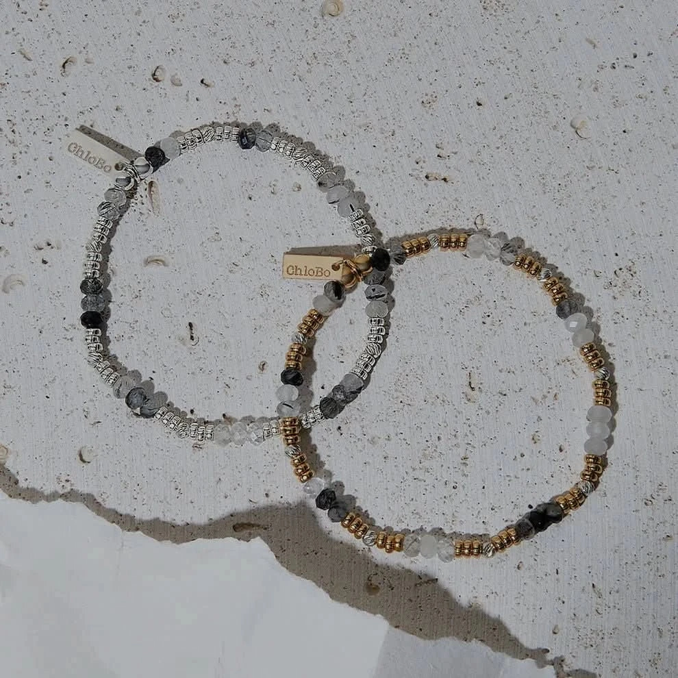 ChloBo Gold & Silver Stone Of Empowerment Black Rutilated Quartz Bracelet GMBBRQCD