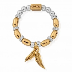 ChloBo Gold and Silver Dainty Double Feather Ring