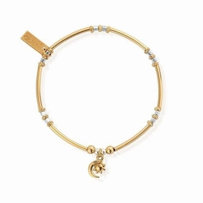 ChloBo Gold and Silver Dainty Moon and Sun Bracelet GMBMNCR1097