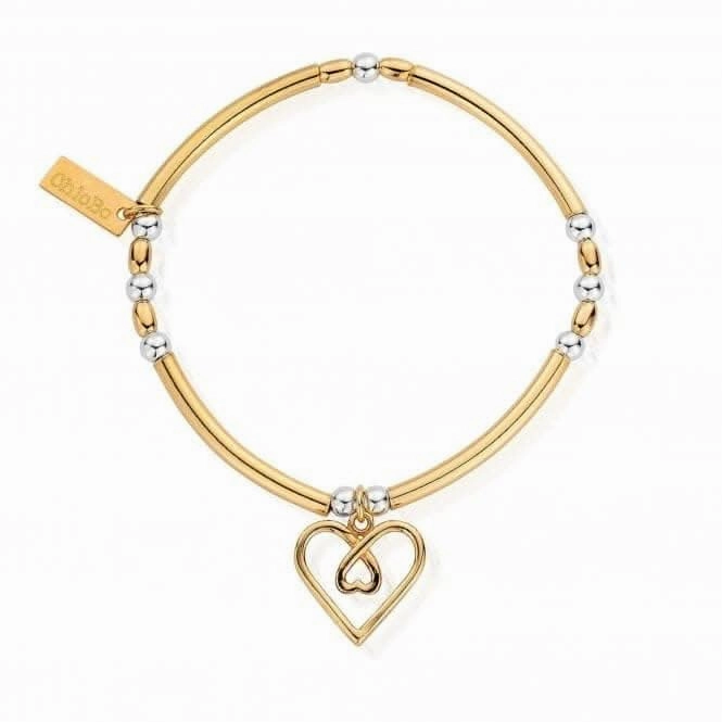 ChloBo Gold and Silver Divine Love Heart Bracelet GMBNBR1130