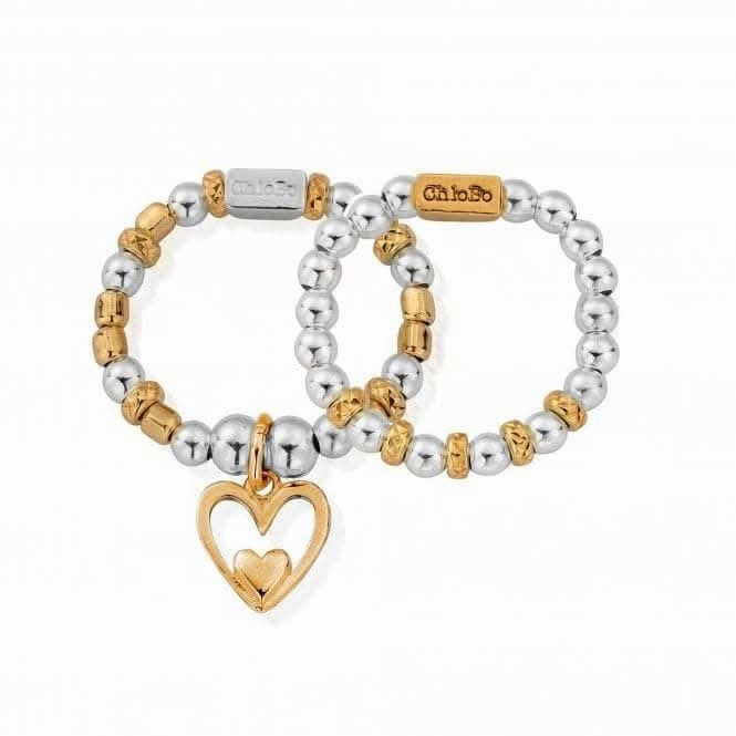 ChloBo Gold and Silver Inner Love Set Of 2 Rings