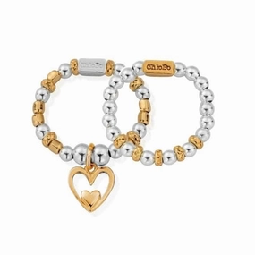 ChloBo Gold and Silver Inner Love Set Of 2 Rings