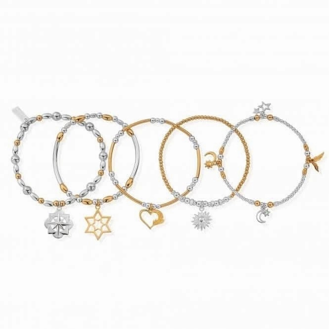 ChloBo Gold and Silver Inner Spirit Stack of 5 GMBSTA5IS