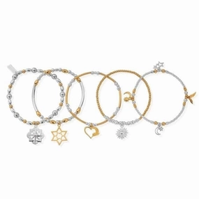 ChloBo Gold and Silver Inner Spirit Stack of 5 GMBSTA5IS