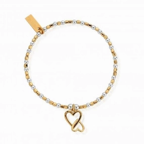 ChloBo Gold and Silver Interlocking Love Heart Bracelet GMBCFB1069