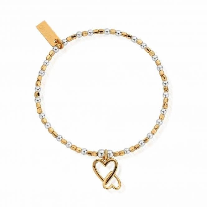 ChloBo Gold and Silver Interlocking Love Heart Bracelet GMBCFB1069