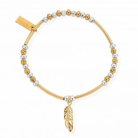 ChloBo Gold and Silver Sparkle Filigree Feather Bracelet GMBSBNH1089
