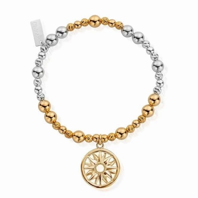 ChloBo Gold and Silver Sun Mandala Bracelet GMBSBS1131