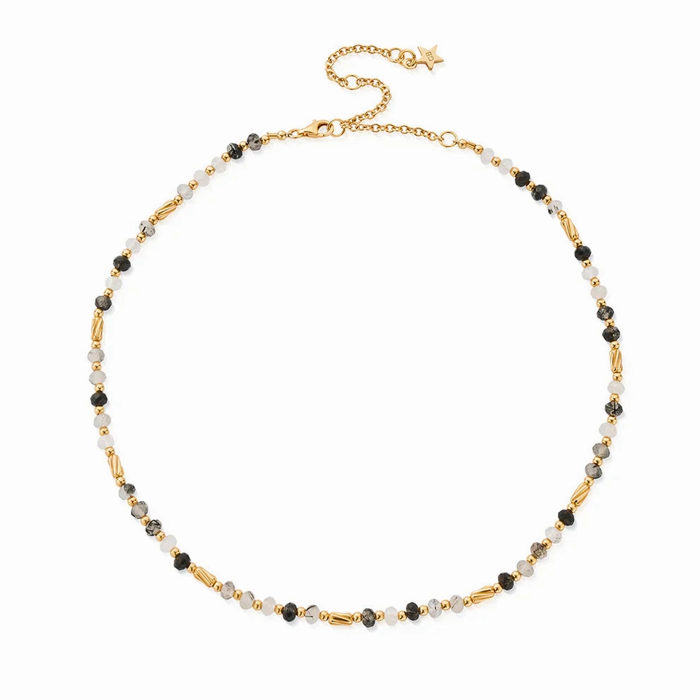 Chlobo Gold Plated Aura Strengthening Black Rutilated Quartz Necklace