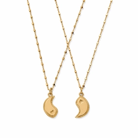 ChloBo Gold Plated Sterling Silver Double Heart Small Hoop Necklace D