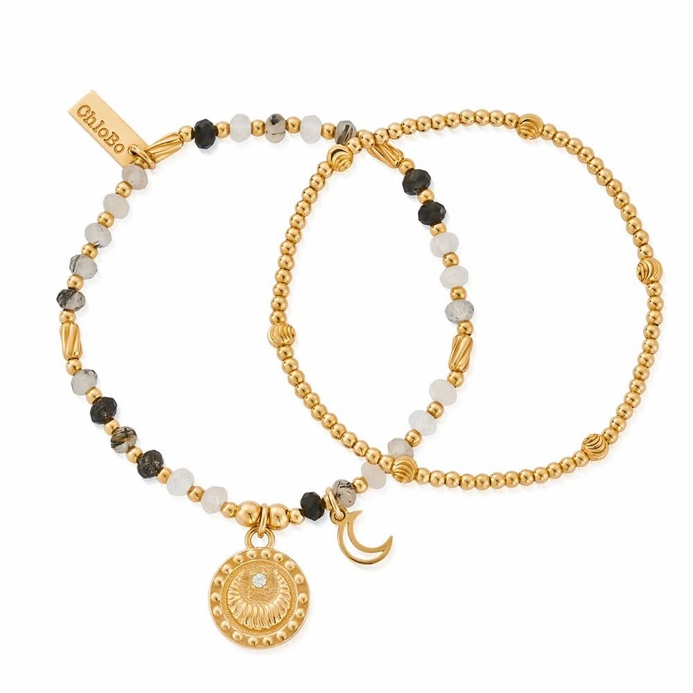ChloBo Gold Rising Woman Black Rutilated Quartz Set Of 2 GBSETBRQ11053459