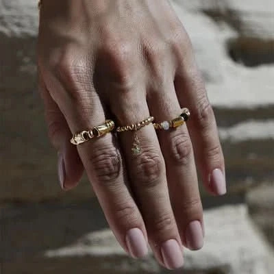 ChloBo Gold Stone Of Empowerment Black Rutilated Quartz Ring