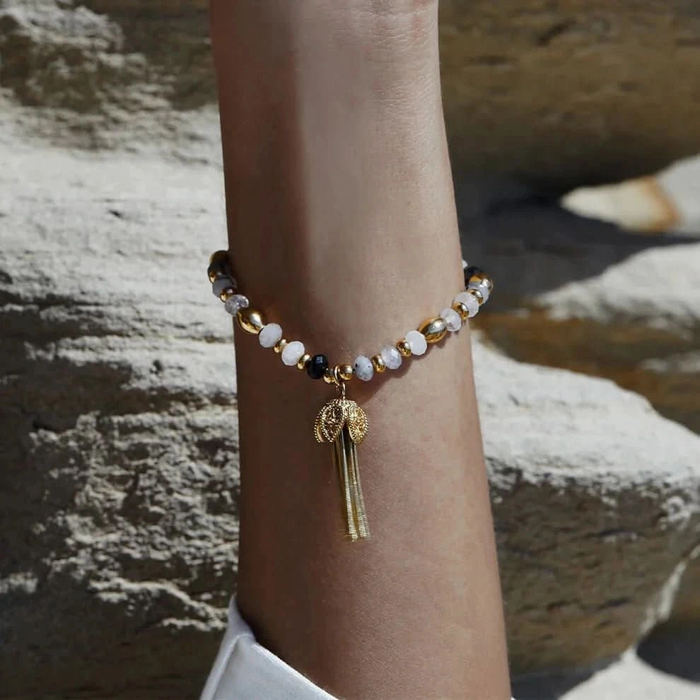 ChloBo Gold Tassel Of Joy Black Rutilated Quartz Bracelet GBBRQO3455