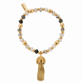 ChloBo Gold Tassel Of Joy Black Rutilated Quartz Bracelet GBBRQO3455