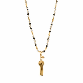 ChloBo Gold Tassel Of Joy Black Rutilated Quartz Necklace GNBRQ3455