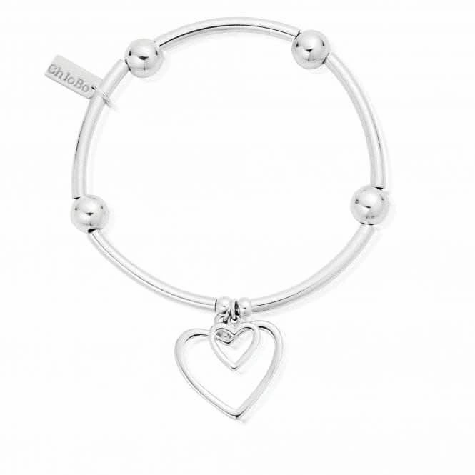 ChloBo Noodle Ball Double Open Heart Bracelet SBNB007028
