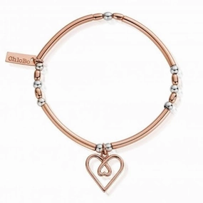 ChloBo Rose Gold and Silver Divine Love Heart Bracelet MBNBR575