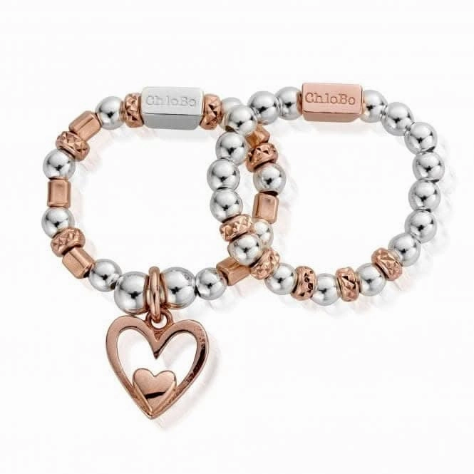 ChloBo Rose Gold and Silver Inner Love Set Of 2 Rings