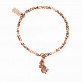 ChloBo Rose Gold Cute Charm feather Heart Bracelet RBCC597