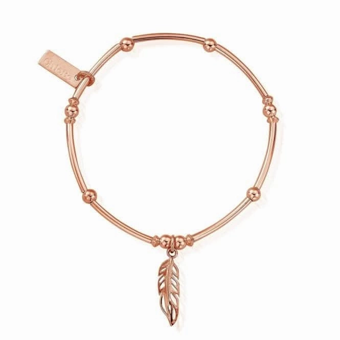 ChloBo Rose Gold Mini Noodle Ball Feather Bracelet RBMNB571