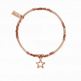 ChloBo Rose Gold Mini Noodle Cube Small Open Star Bracelet RBMNC1066