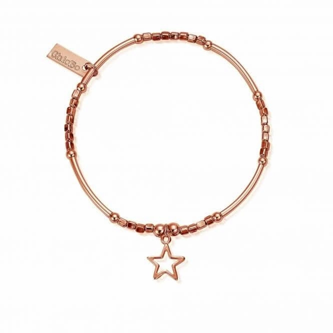 ChloBo Rose Gold Mini Noodle Cube Small Open Star Bracelet RBMNC1066