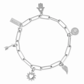 ChloBo Soul Compass Multi Charm Link Chain Bracelet SBLCMSC
