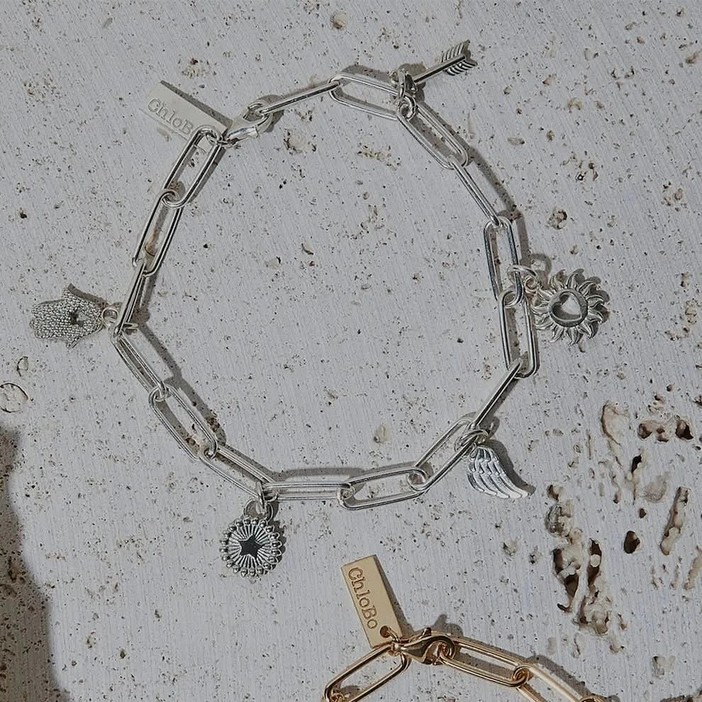 ChloBo Soul Compass Multi Charm Link Chain Bracelet SBLCMSC