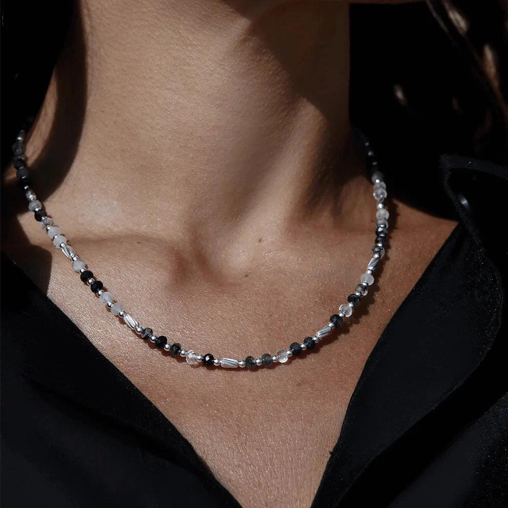 Chlobo Sterling Silver Aura Strengthening Black Rutilated Quartz Necklace