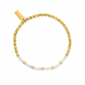 ChloBo Sterling Silver Gold Plated Rose Quartz Sparkle Cube Bracelet