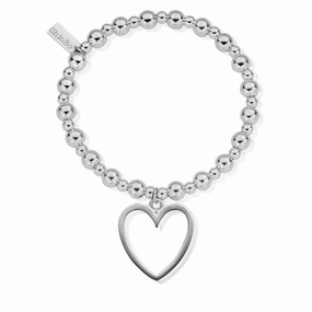 ChloBo Sterling Silver Mini Small Ball Open Heart Bracelet D