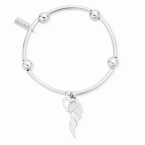 ChloBo Sterling Silver Noodle Ball Open Heart Angel Wing Bracelet
