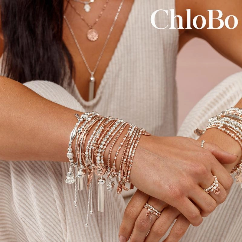 ChloBo Sterling Silver Rose Gold Plated Cute Mini Open Heart Bracelet