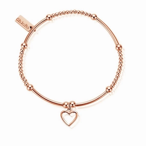 ChloBo Sterling Silver Rose Gold Plated Cute Mini Open Heart Bracelet
