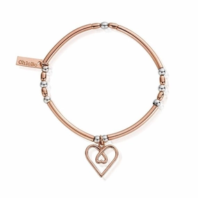 ChloBo Sterling Silver Rose Gold Plated Divine Love Heart Bracelet D
