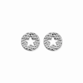 ChloBo Sterling Silver Sparkle Star In Circle Earrings D
