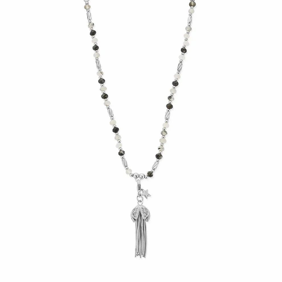Chlobo Sterling Silver Tassel Of Joy Black Rutilated Quartz Necklace