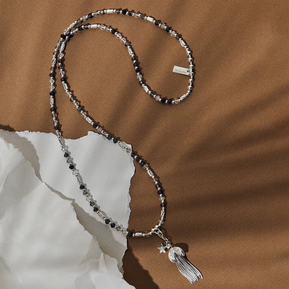 Chlobo Sterling Silver Tassel Of Joy Black Rutilated Quartz Necklace