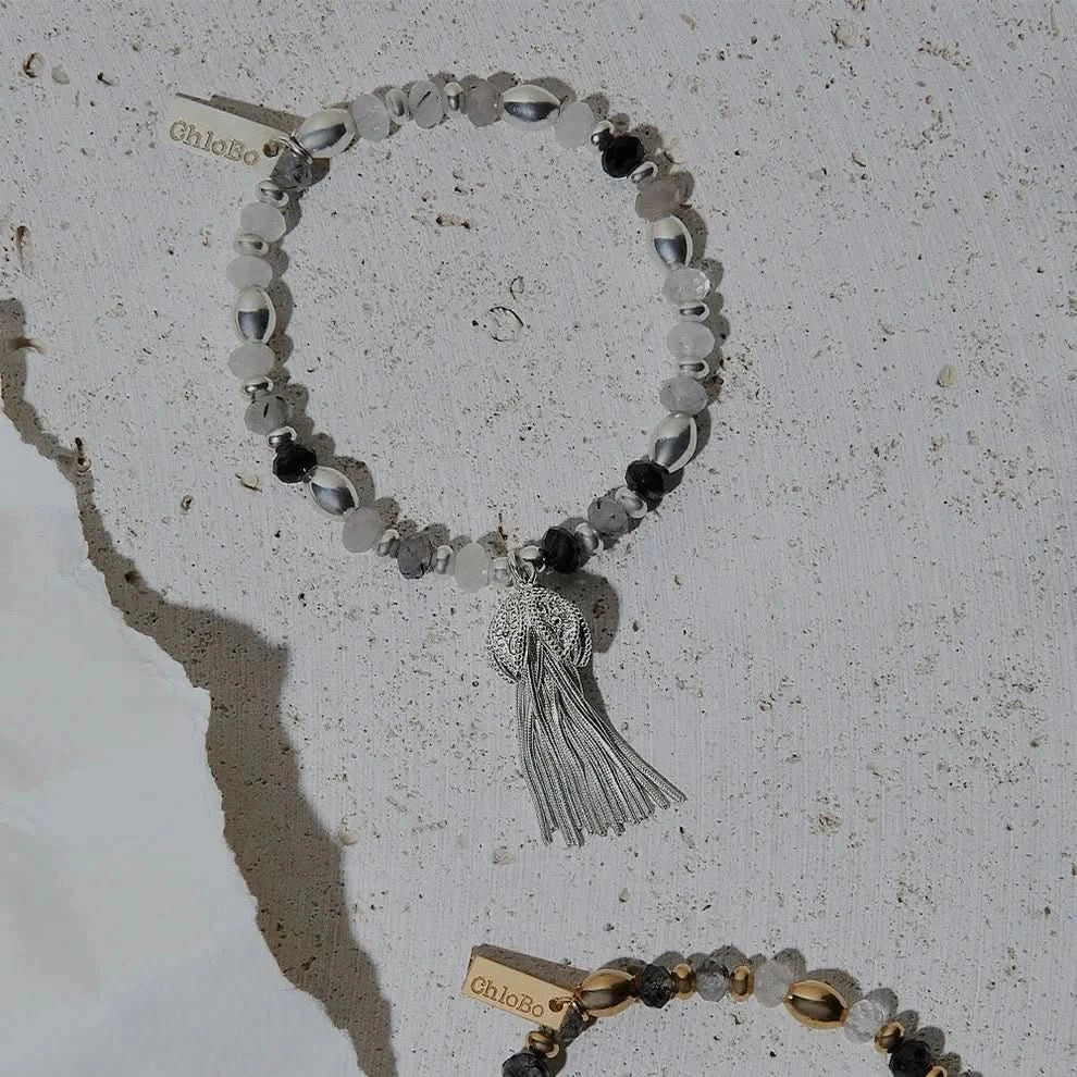 ChloBo Tassel Of Joy Black Rutilated Quartz Bracelet SBBRQO3454