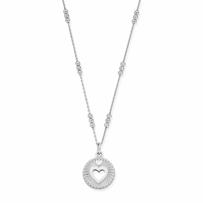 ChloBo Wandering Free Sterling Silver Triple Bobble Chain Guiding Heart Necklace